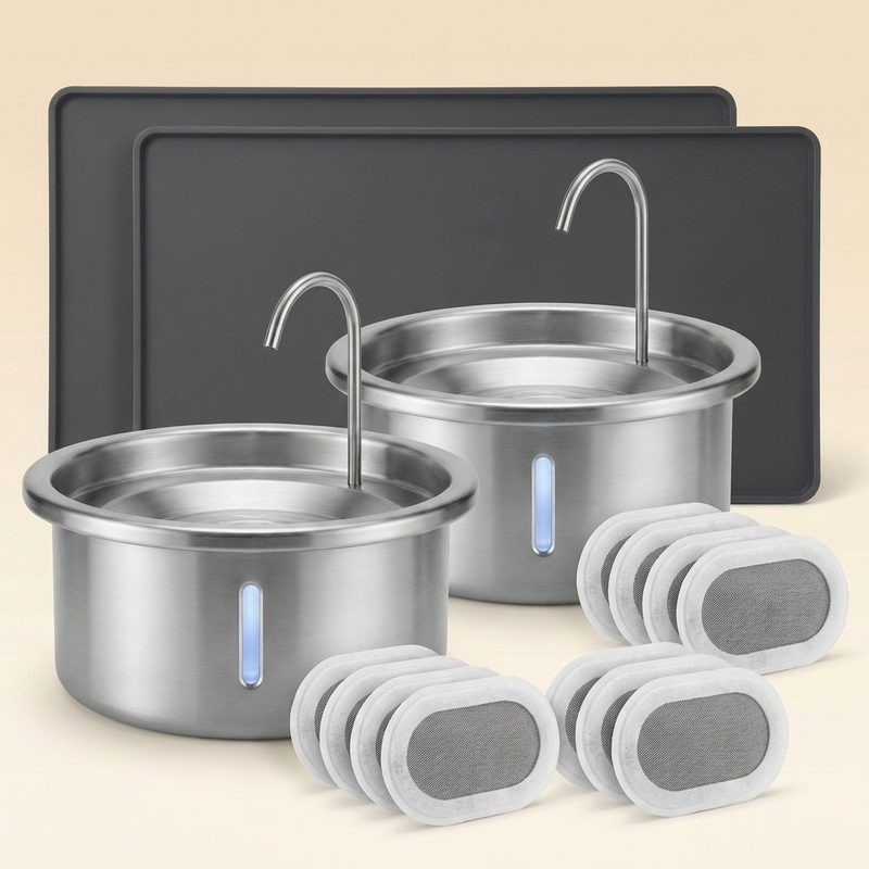 Wireless Complete Duo Pack: 2 fountains, 2 AntiSplash mats and a 12-pack of filters