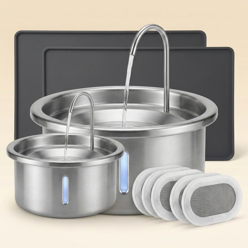 Wireless Family Bundle: 2 fountains, 2 AntiSplash mats and an 8-pack of filters