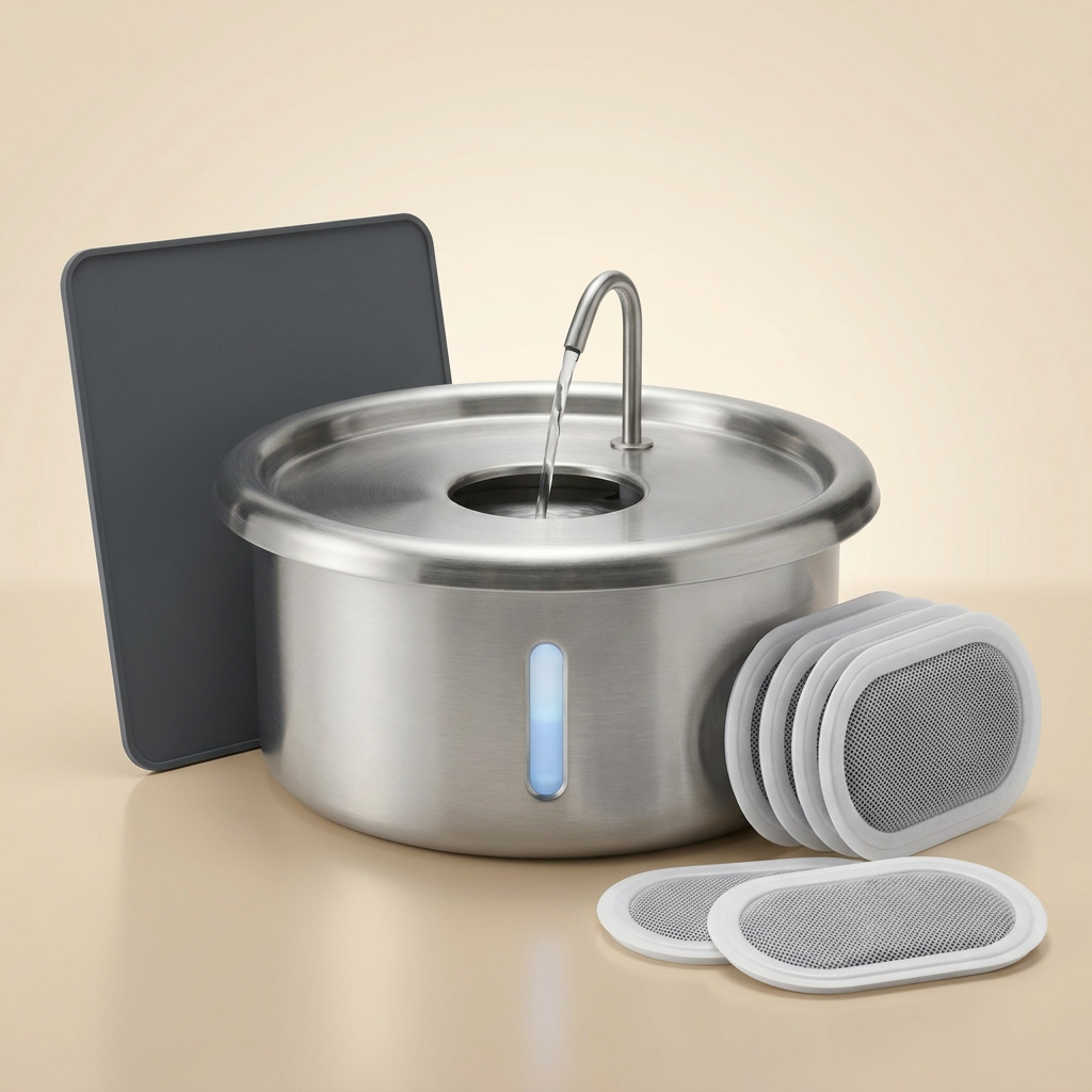 Wireless Complete Set: cordless fountain, 6-pack filters and AntiSplash mat