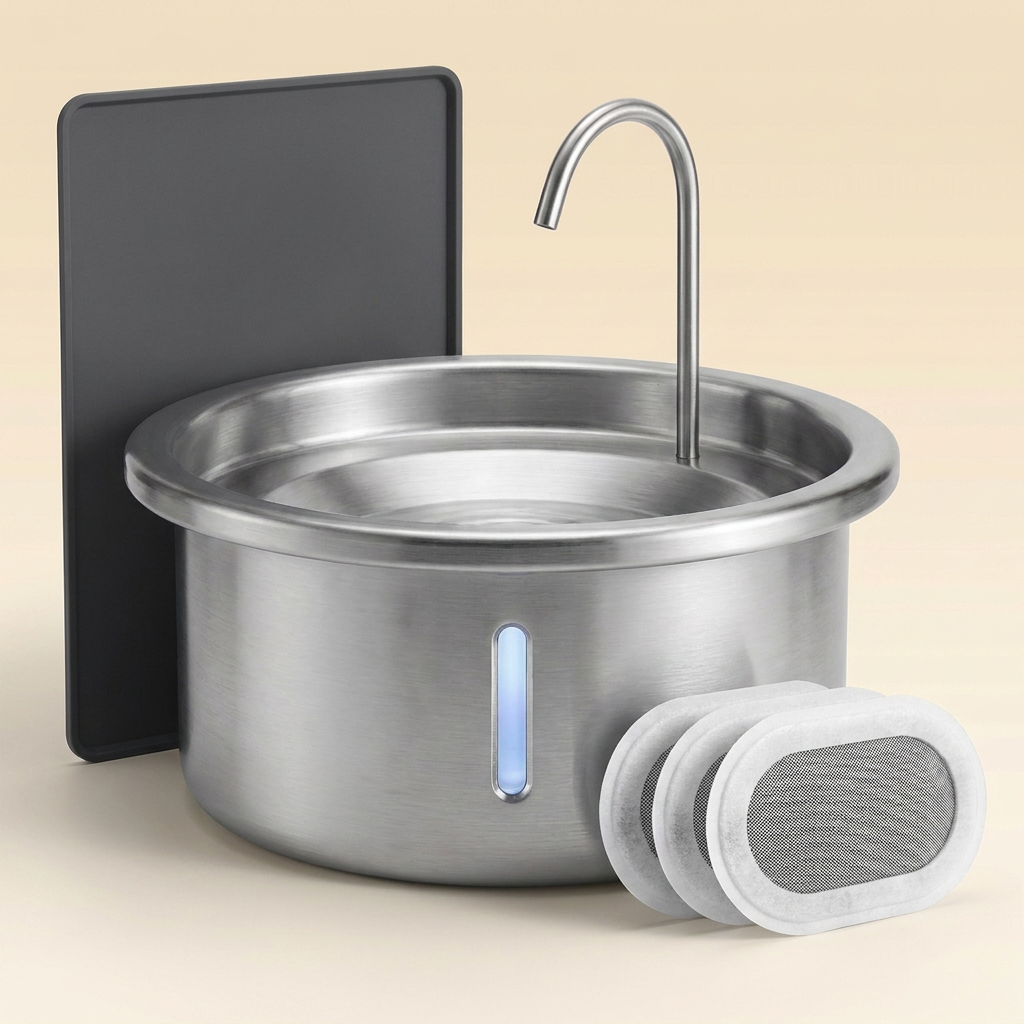 Care Bundle: fountain, 4-pack filters and AntiSplash mat