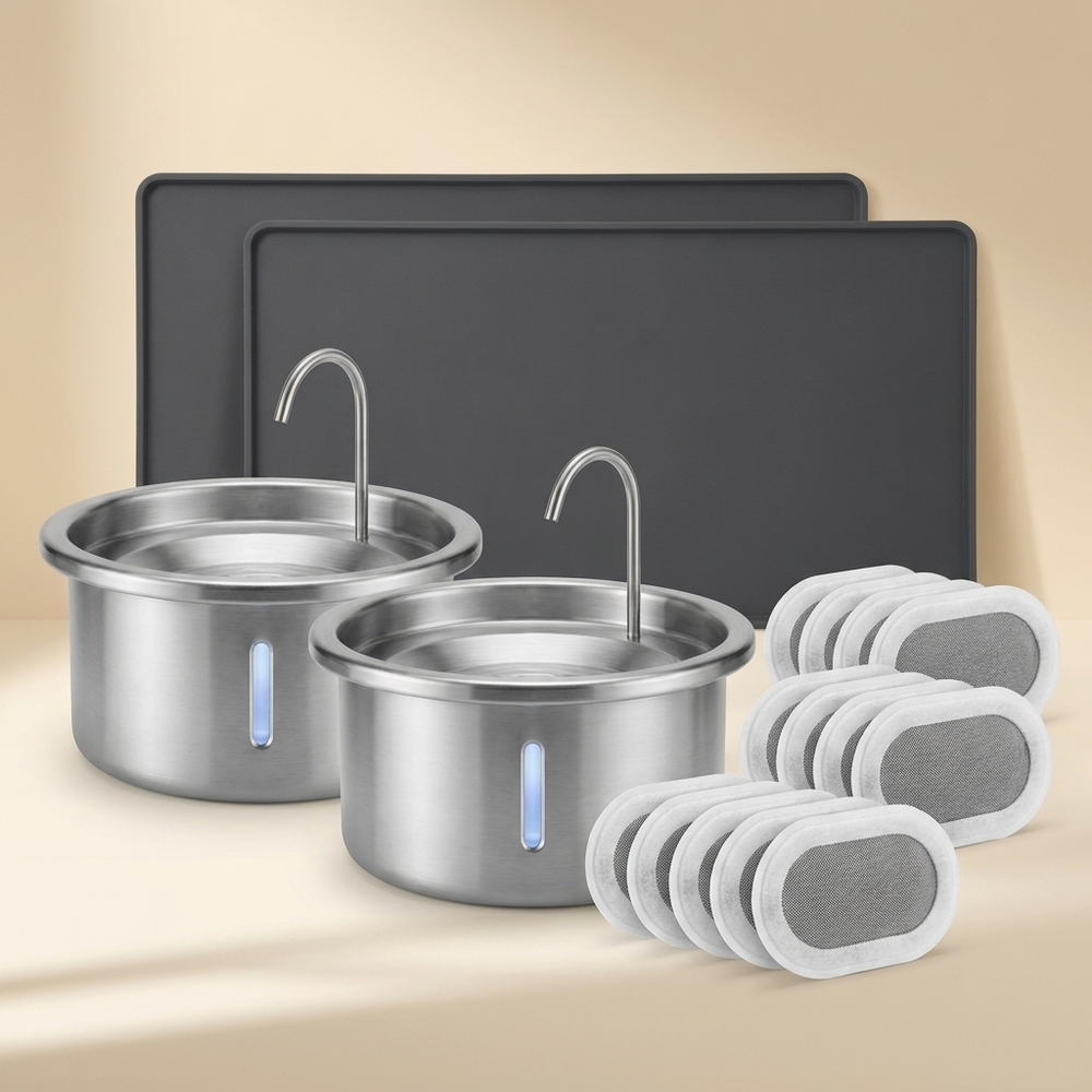 Complete Duo Pack: 2 fountains, 2 AntiSplash mats and a 12-pack of filters