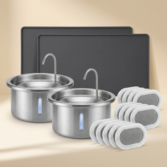 Complete Duo Pack: 2 fountains, 2 AntiSplash mats and a 12-pack of filters