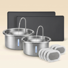 Family Bundle: 2 fountains, 2 AntiSplash mats and an 8-pack of filters