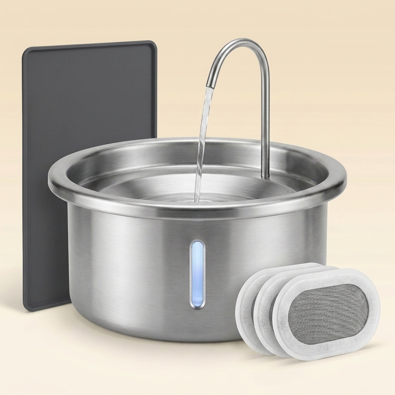 Wireless Care Bundle: fountain, 4-pack filters and AntiSplash mat