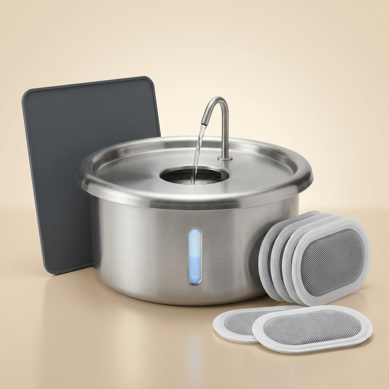 Wireless Complete Set: cordless fountain, 6-pack filters and AntiSplash mat